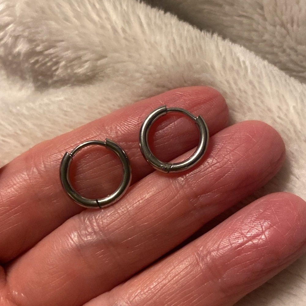 Minimalist Silver-Tone Huggie Hoop Earrings - Small Hoop Pair